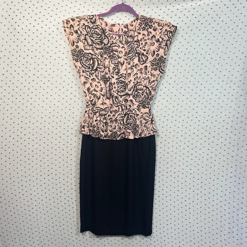 All That Jazz Vintage 90's Black & Tan Floral Dress